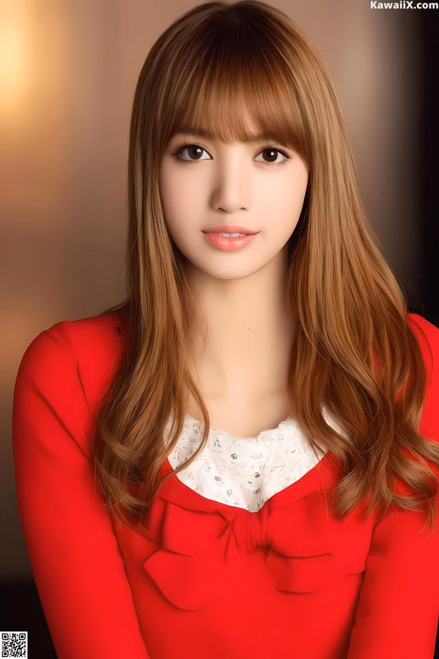 A woman in a red dress posing for a picture.
